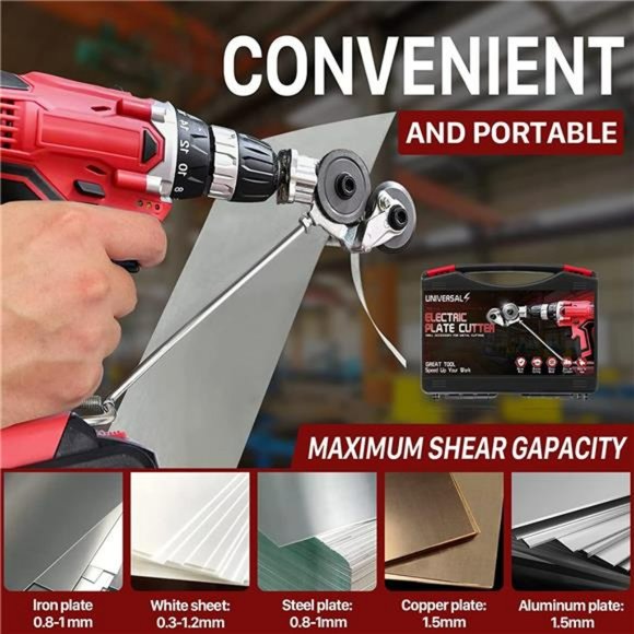 Electric Drill Plate Cutter, Universal Metal Nibbler Drill Attachment w/ Adapter - Picture 5 of 12